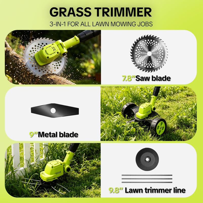 SEESE  3 In 1 Cordless Grass Trimmer, Weed Eater and Edger
